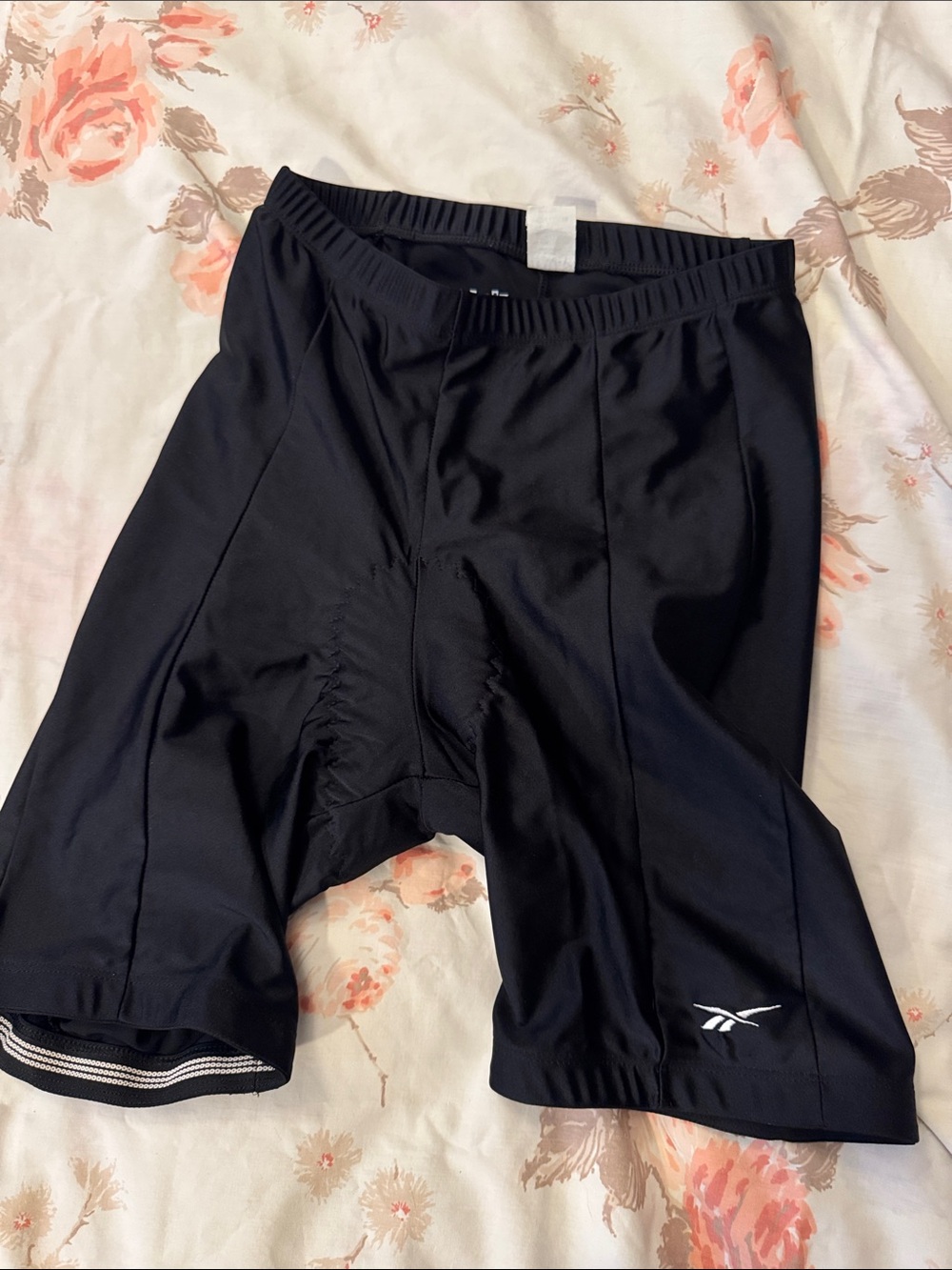 Reebok Men’s Black Athletic Cycling Shorts with White Logo